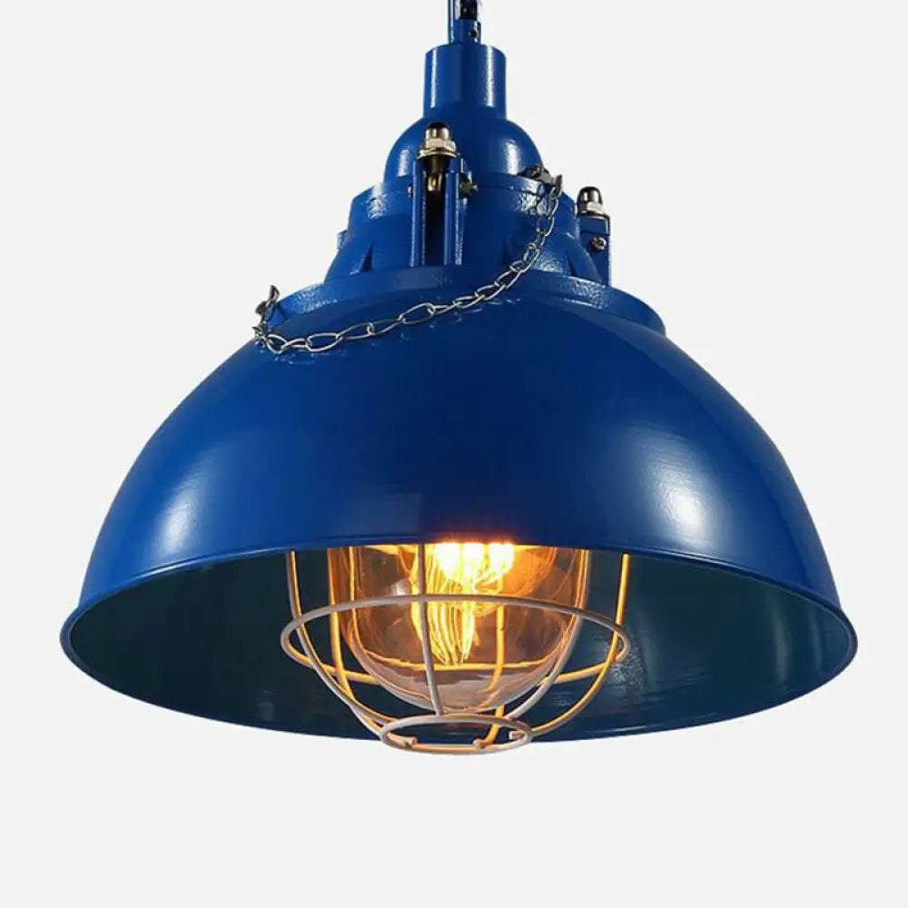 Vintage Iron Pendant Ceiling Light With Conical Shade - Perfect For Restaurants Blue