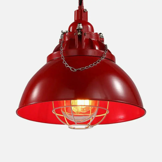 Vintage Iron Pendant Ceiling Light With Conical Shade - Perfect For Restaurants Red