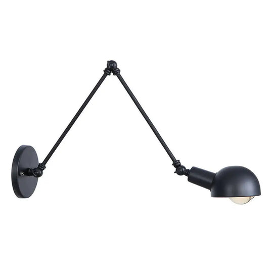 Vintage Iron Swivel Wall Light Kit - Black Bowl Design 8/19.5 Dual Width Bedroom Reading Lamp /