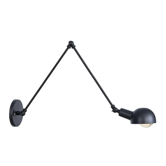 Vintage Iron Swivel Wall Light Kit - Black Bowl Design 8/19.5 Dual Width Bedroom Reading Lamp /