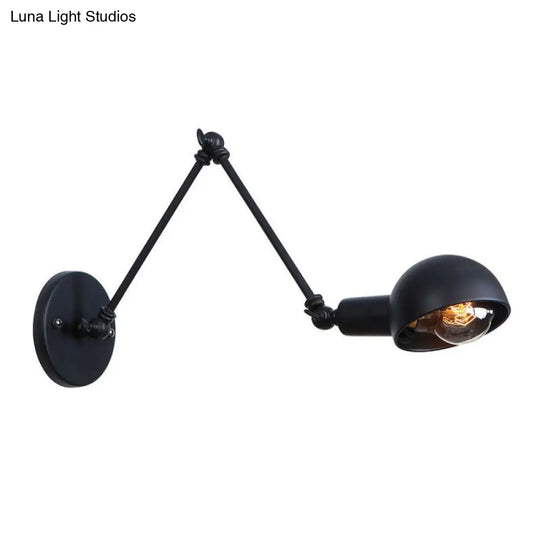 Vintage Iron Swivel Wall Light Kit - Black Bowl Design 8/19.5 Dual Width Bedroom Reading Lamp