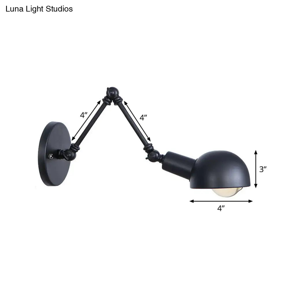 Vintage Iron Swivel Wall Light Kit - Black Bowl Design 8/19.5 Dual Width Bedroom Reading Lamp