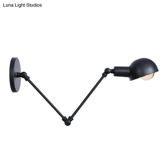 Vintage Iron Swivel Wall Light Kit - Black Bowl Design 8/19.5 Dual Width Bedroom Reading Lamp