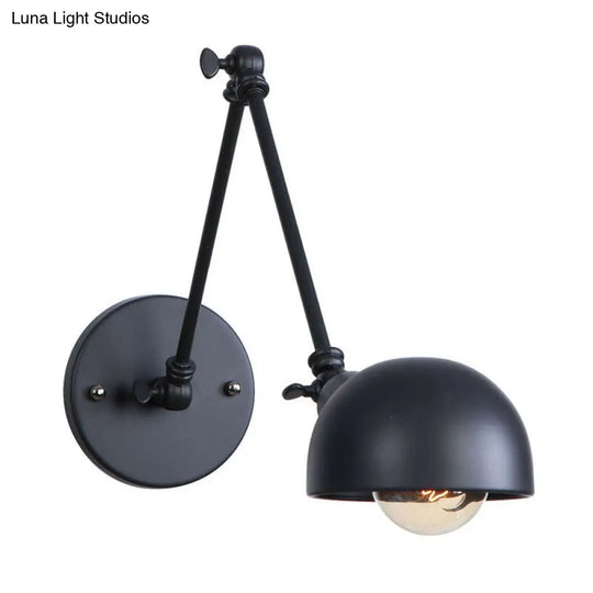 Vintage Iron Swivel Wall Light Kit - Black Bowl Design 8/19.5 Dual Width Bedroom Reading Lamp