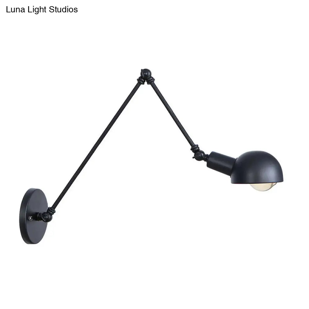 Vintage Iron Swivel Wall Light Kit - Black Bowl Design 8/19.5 Dual Width Bedroom Reading Lamp