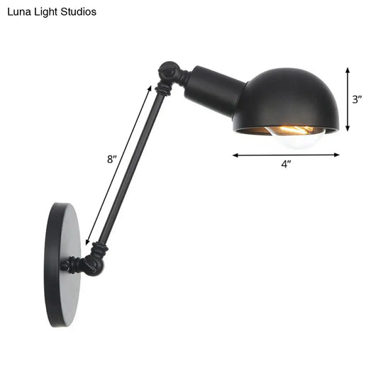 Vintage Iron Swivel Wall Light Kit - Black Bowl Design 8/19.5 Dual Width Bedroom Reading Lamp