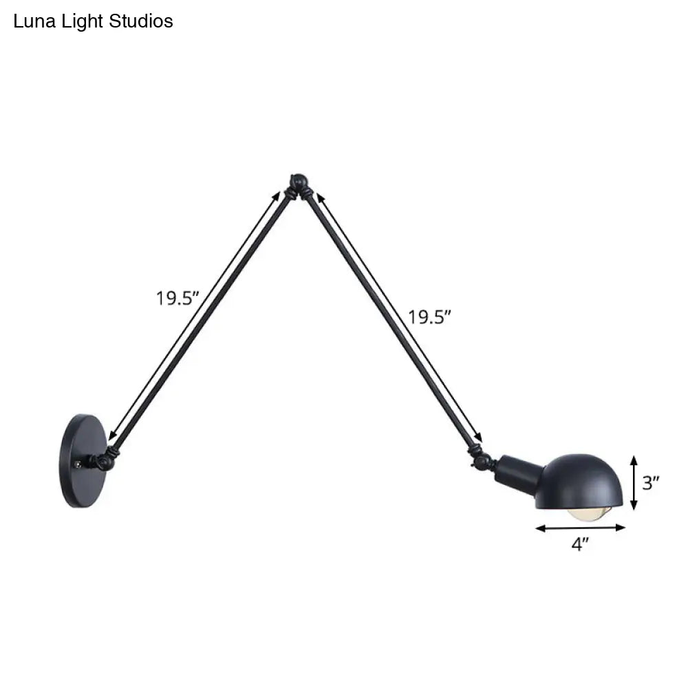 Vintage Iron Swivel Wall Light Kit - Black Bowl Design 8/19.5 Dual Width Bedroom Reading Lamp