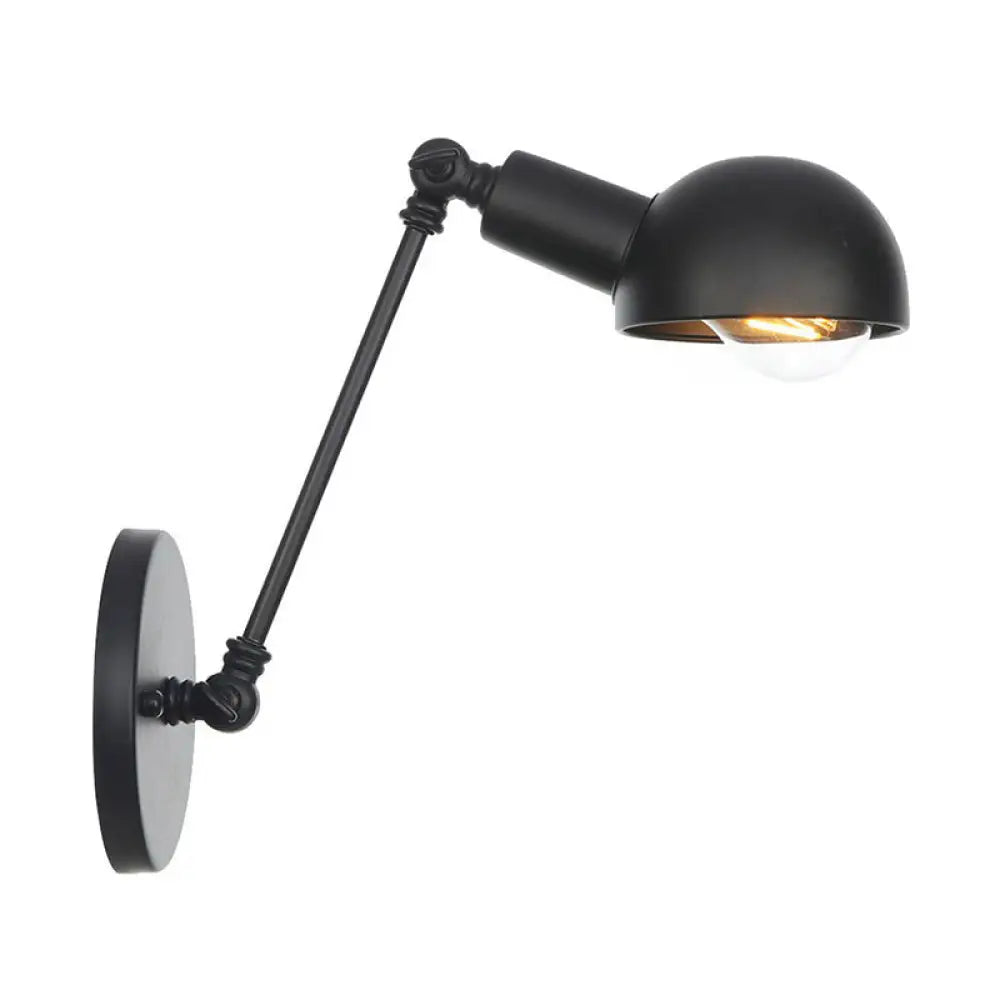 Vintage Iron Swivel Wall Light Kit - Black Bowl Design 8/19.5 Dual Width Bedroom Reading Lamp / 8