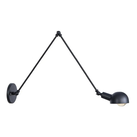 Vintage Iron Swivel Wall Light Kit - Black Bowl Design 8/19.5 Dual Width Bedroom Reading Lamp /