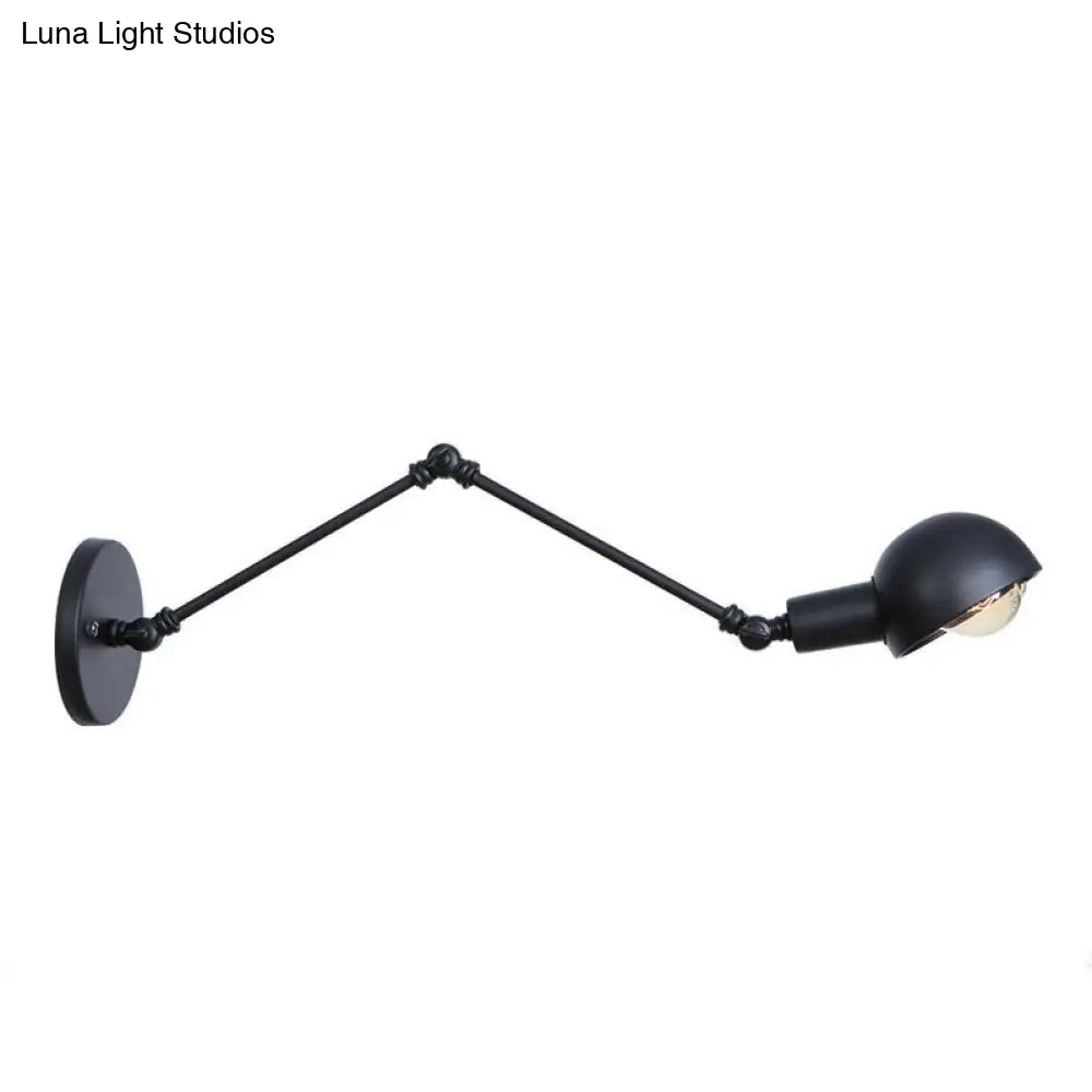 Vintage Iron Swivel Wall Light Kit - Black Bowl Design 8/19.5 Dual Width Bedroom Reading Lamp