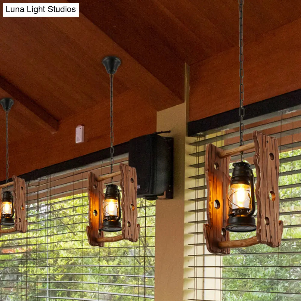 Vintage Clear Glass Pendant Lamp - Kerosene Restaurant Style 1 Head Black Hanging Ceiling Light With