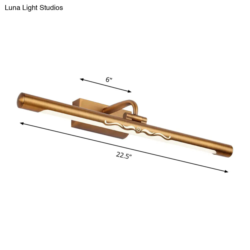 Vintage Linear Wall Mounted Led Vanity Light With Straight Arm - Bronze Finish