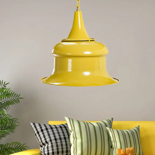 Vintage Metal Bell Shape Pendant Light For Living Room - Black/Red/Yellow Yellow