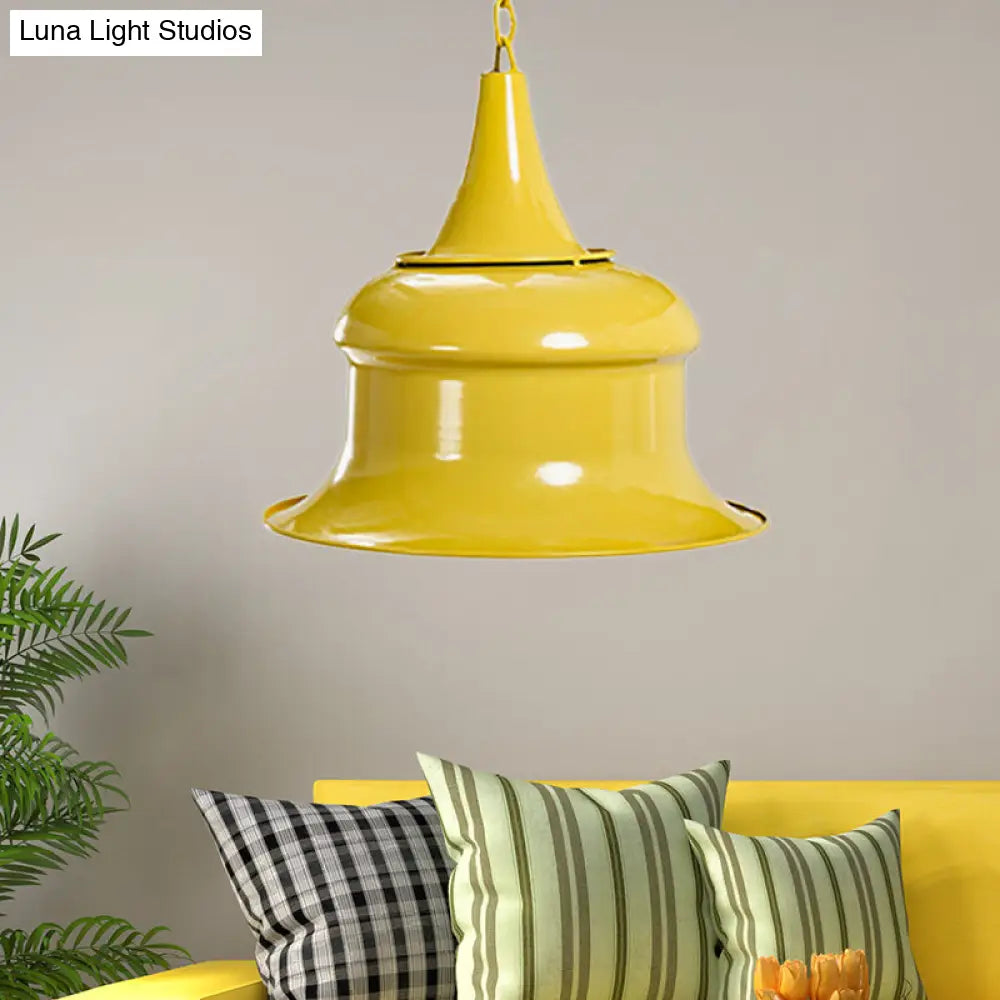 Vintage Metal Bell Shape Pendant Light - Black/Red/Yellow Ideal For Living Room Yellow