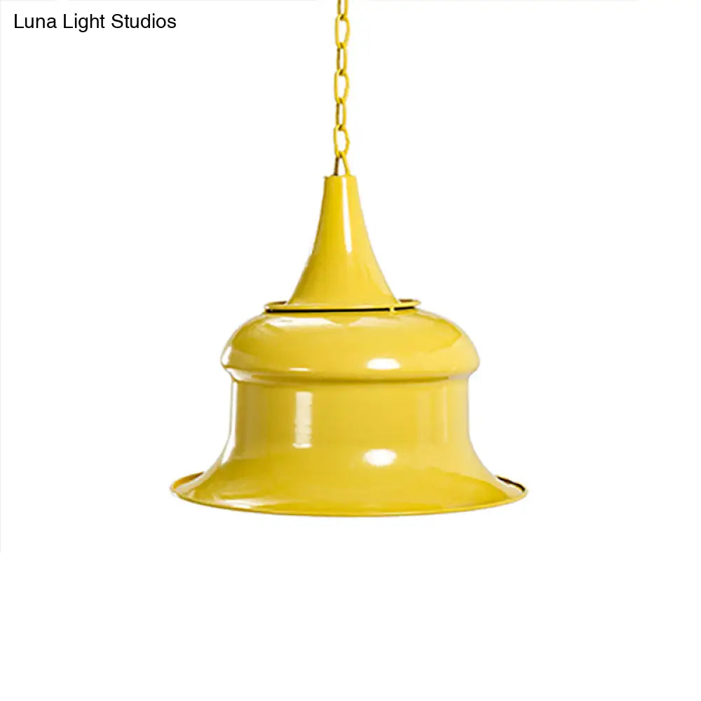 Vintage Metal Bell Shape Pendant Light For Living Room - Black/Red/Yellow