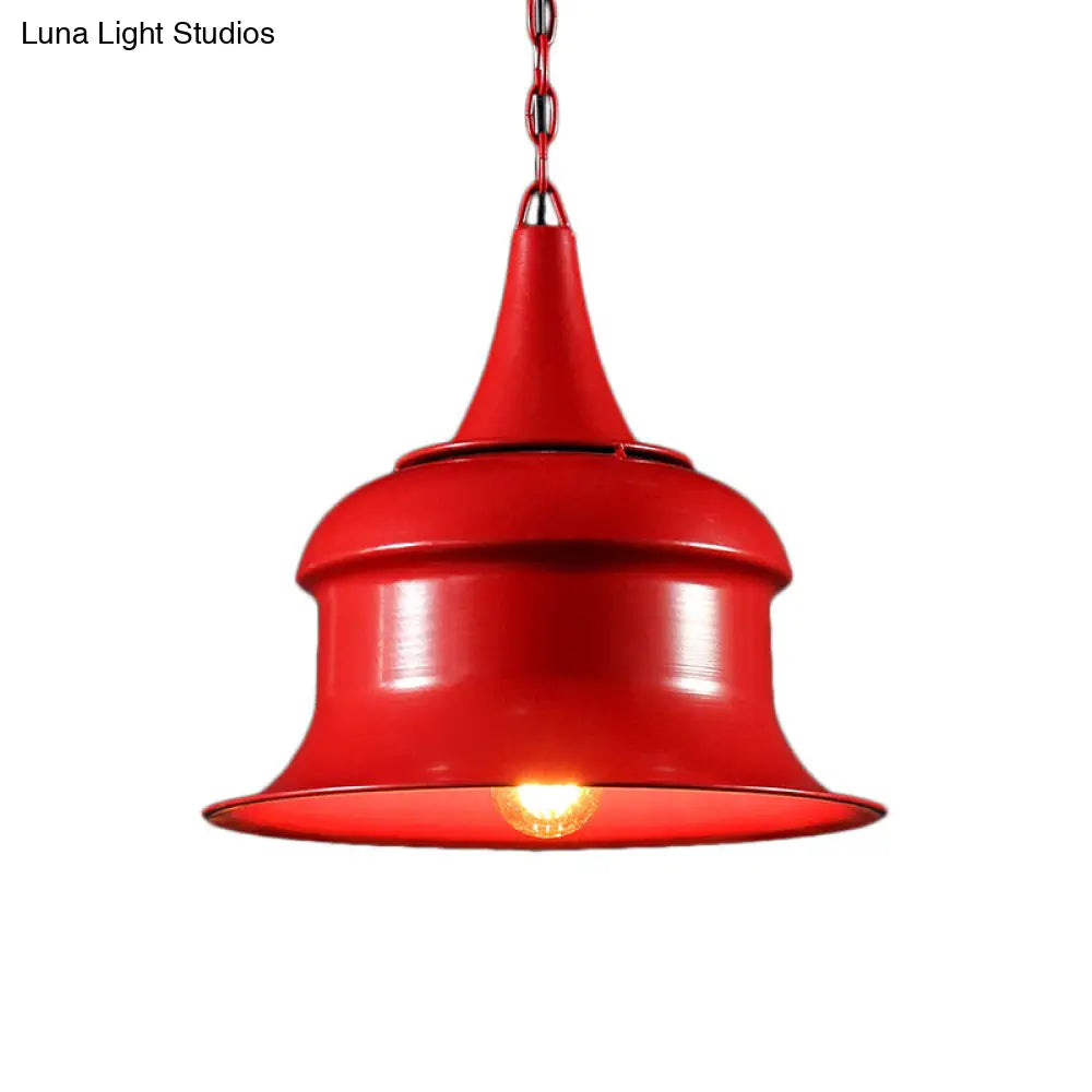 Vintage Metal Bell Shape Pendant Light - Black/Red/Yellow Ideal For Living Room