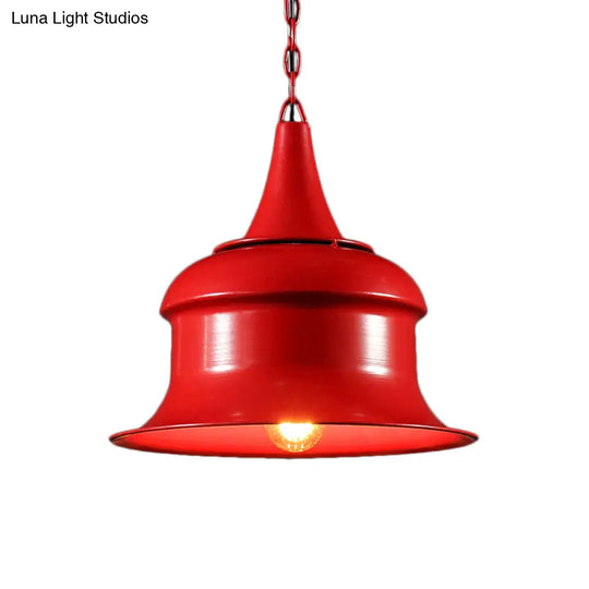 Vintage Metal Bell Shape Pendant Light - Black/Red/Yellow Ideal For Living Room