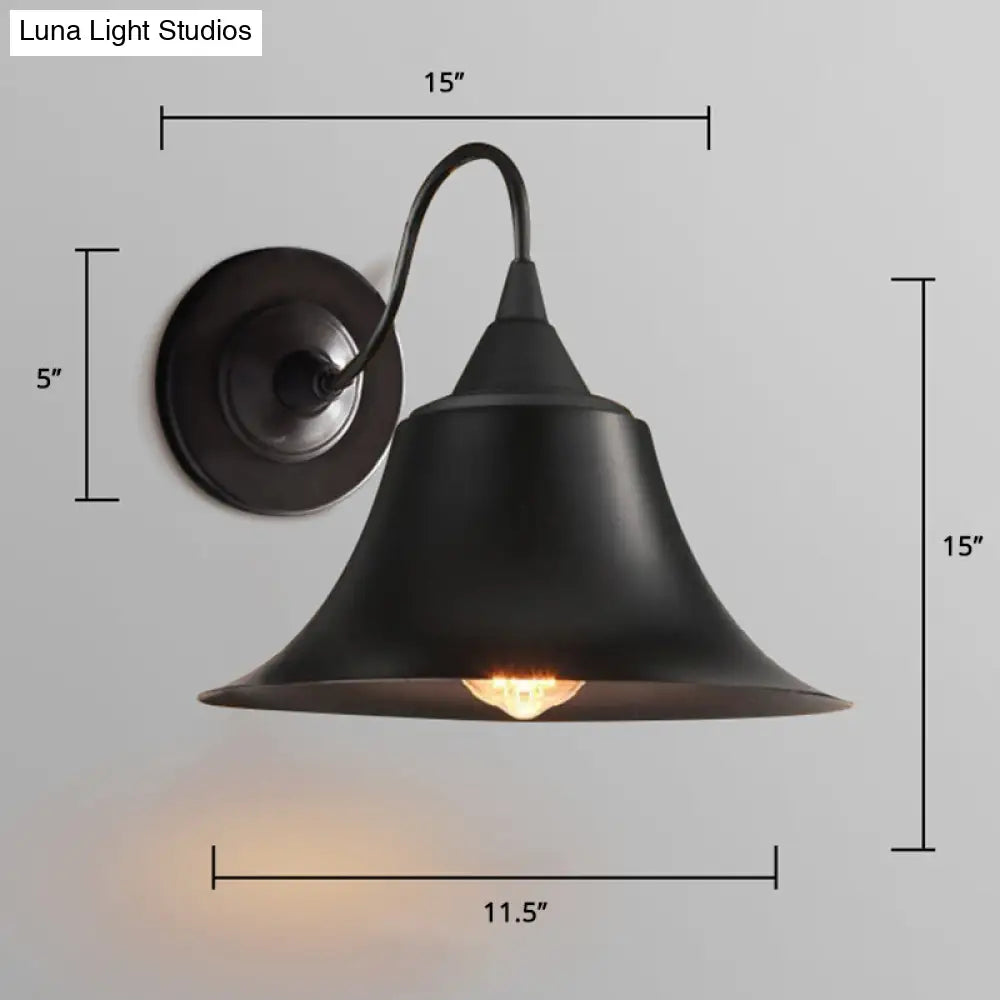 Vintage Metal Black Wall Sconce - Shaded Single Bathroom Lighting Fixture