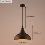 Vintage Metal Bowl Pendant Light With Painted Shade - Hanging Ceiling Fixture