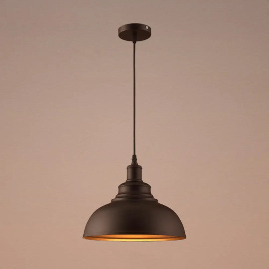 Vintage Metal Bowl Pendant Light With Painted Shade - Hanging Ceiling Fixture Black / 11.5’