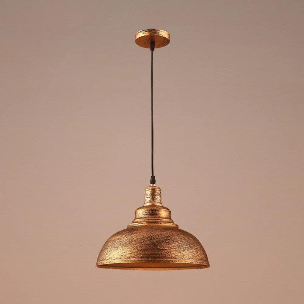 Vintage Metal Bowl Pendant Light With Painted Shade - Hanging Ceiling Fixture Bronze / 11.5’
