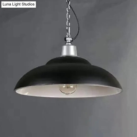 Vintage Style Double Bubble Hanging Ceiling Light For Living Room - Black/Green Metal Shade