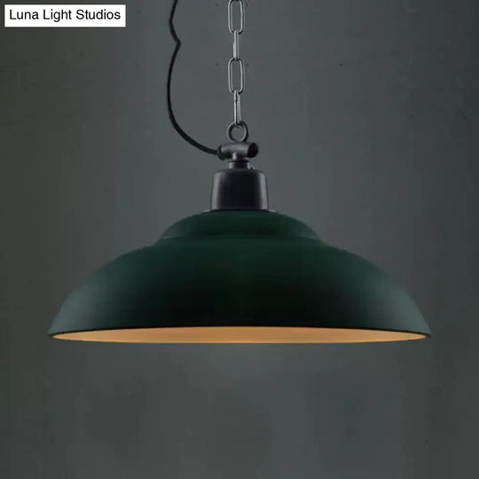 Vintage Style Double Bubble Hanging Ceiling Light For Living Room - Black/Green Metal Shade Green