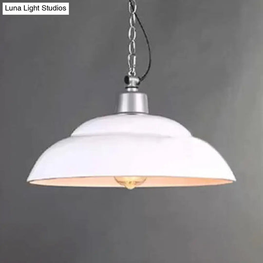 Vintage Style Double Bubble Hanging Ceiling Light For Living Room - Black/Green Metal Shade White