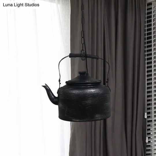 Vintage Metal Led Hanging Lamp For Teapot Restaurant - Black/Gold/Matte Black Finish
