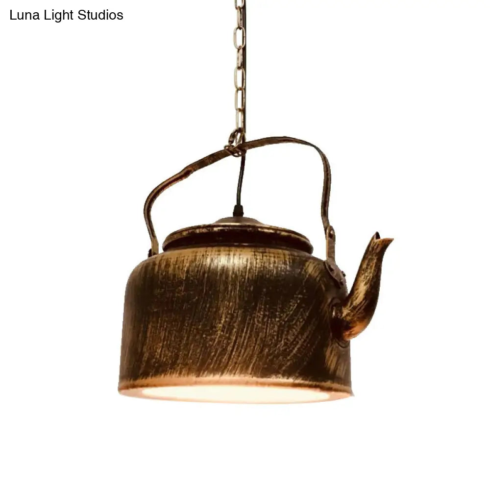 Vintage Metal Led Hanging Lamp For Teapot Restaurant - Black/Gold/Matte Black Finish
