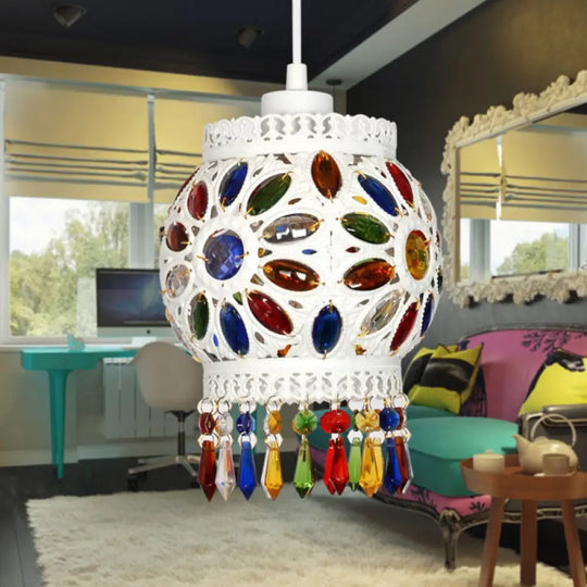 Vintage Metal Pendant Ceiling Light - White Bathroom Lamp