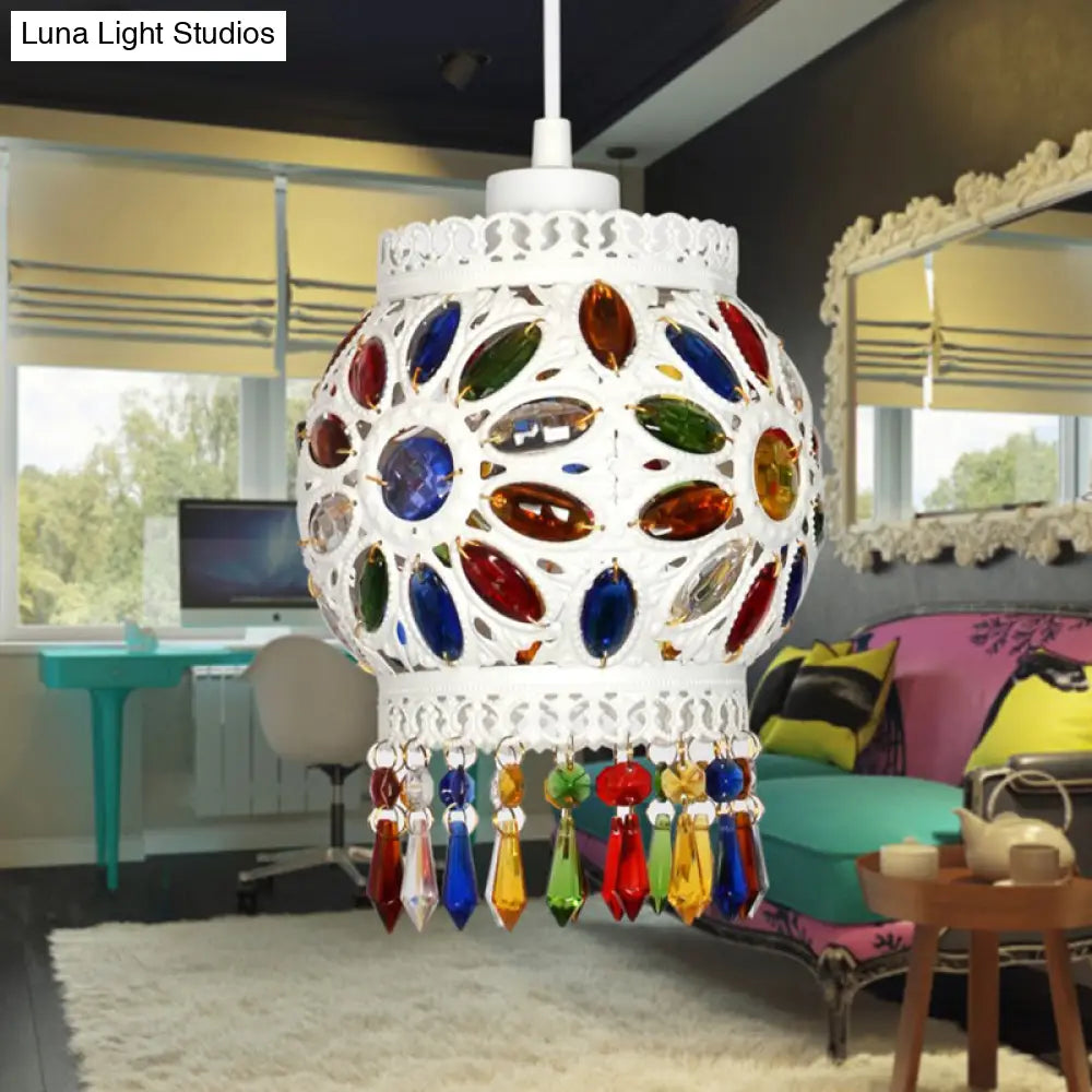 Vintage Metal Pendant Ceiling Light - White Bathroom Lamp