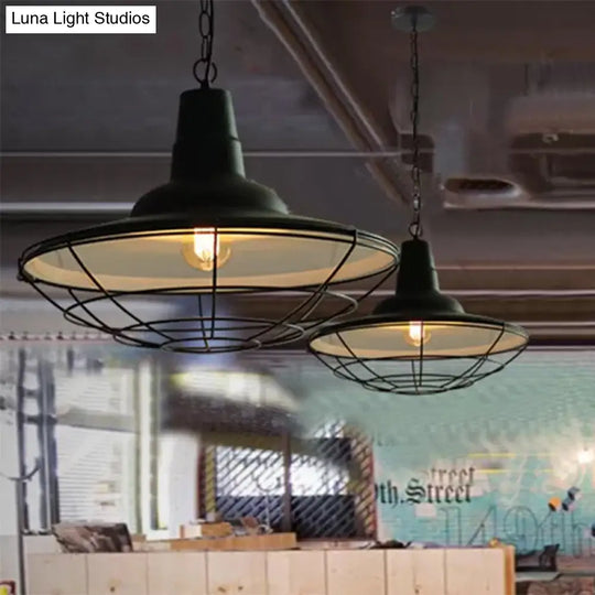 Vintage Metal Pendant Light - Stylish Wire Frame Ceiling Lamp | 1-Light Restaurant Hanging Fixture