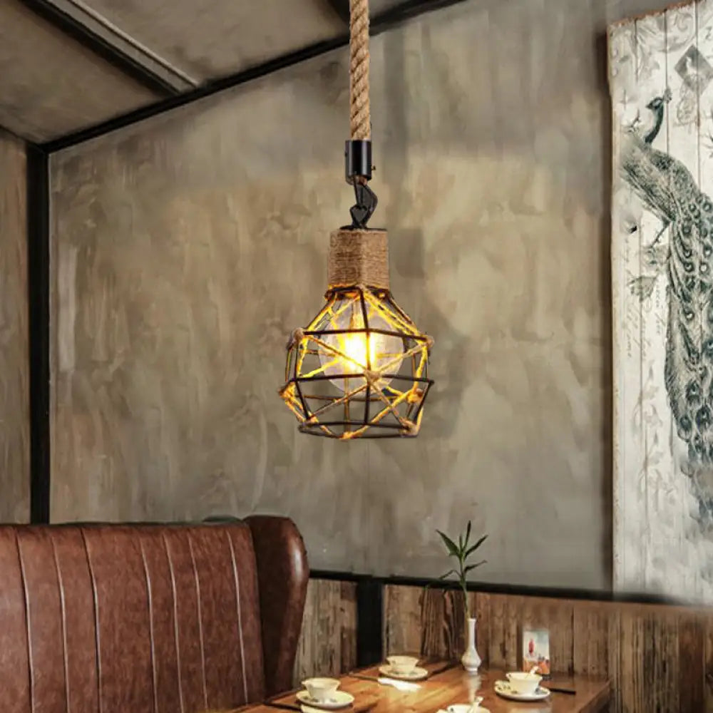 Vintage Metal Pendant Light With Square/Bottle Shade - 1-Light Hanging Ceiling Fixture For Dining