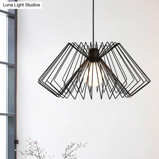 Vintage Metal Spider Web Café Pendant Light Fixture - 1-Light Hanging Lamp