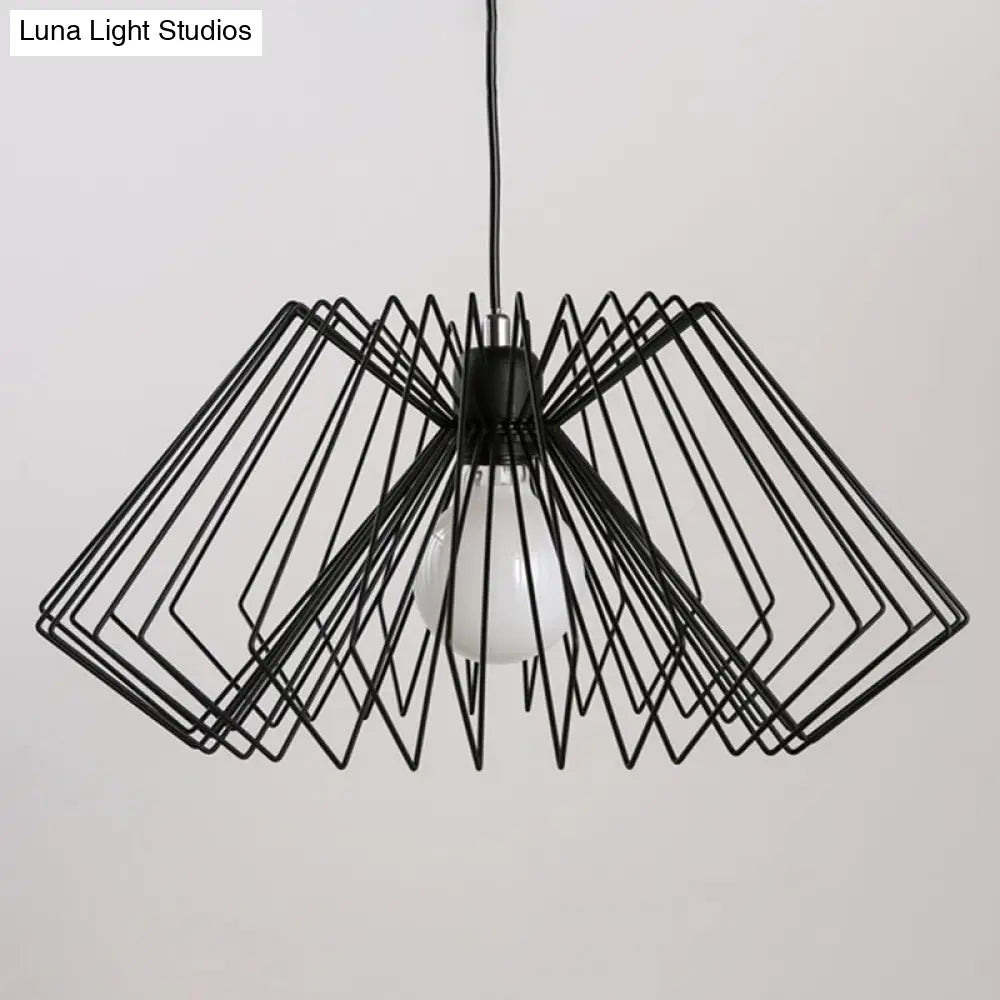 Vintage Metal Spider Web Hanging Lamp - 1-Light Pendant Fixture For Cafes