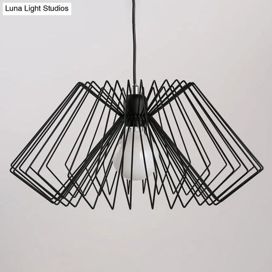 Vintage Metal Spider Web Café Pendant Light Fixture - 1-Light Hanging Lamp
