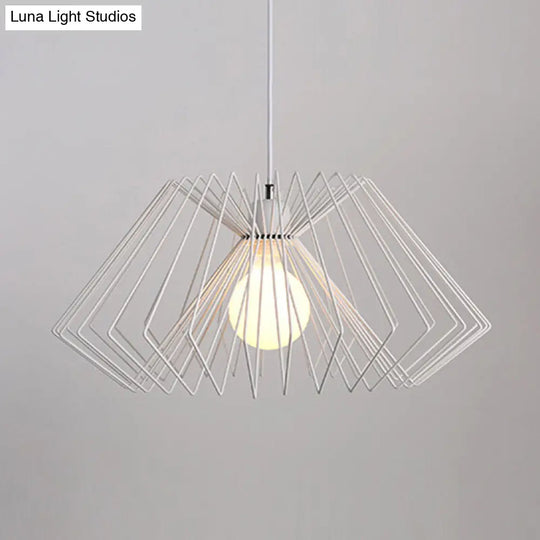 Vintage Metal Spider Web Café Pendant Light Fixture - 1-Light Hanging Lamp White