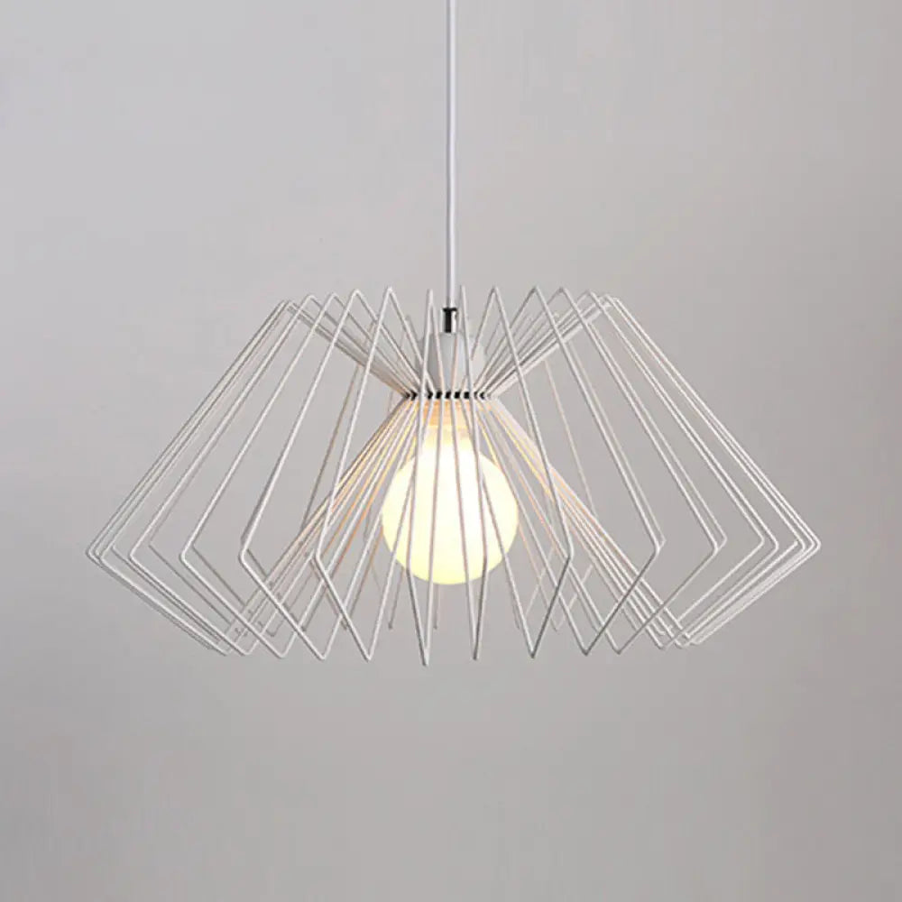 Vintage Metal Spider Web Hanging Lamp - 1-Light Pendant Fixture For Cafes White