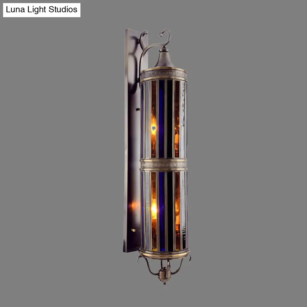 Vintage Metal Wall Sconce Lamp - Cylinder Bedroom Lighting With 6-Head Brass/Bronze Finish