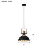 Vintage Metallic Black Drop Pendant Light With Handle - 1-Bulb Restaurant Hanging Ceiling Lamp