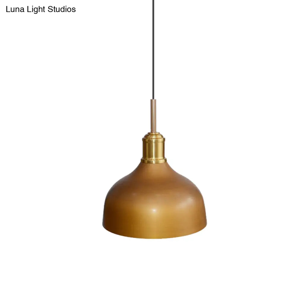 Vintage Metallic Cone/Bowl Pendant Light – 6’/11’ Wide 1-Light Brown Finish For Dining Room Ceiling