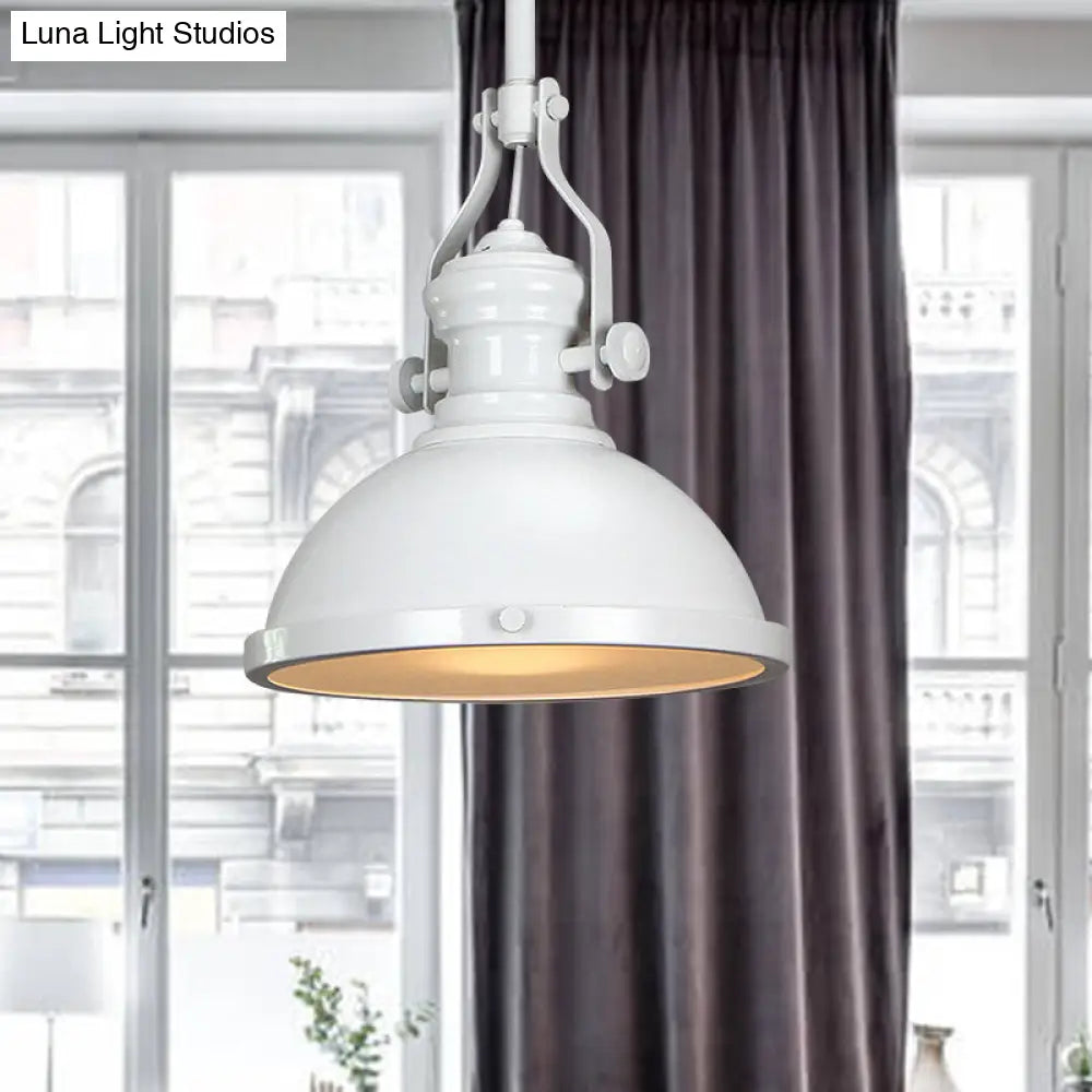 Vintage Metallic Domed Ceiling Light With Glass Diffuser - Black/White/Purple Finish 1 Pendant