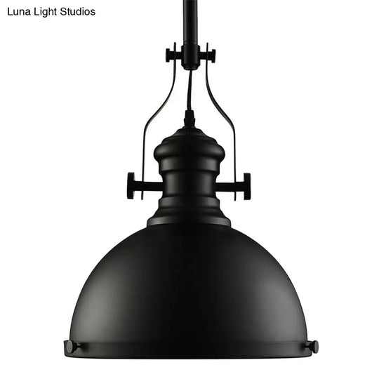 Vintage Metallic Domed Ceiling Light With Glass Diffuser - Black/White/Purple Finish 1 Pendant