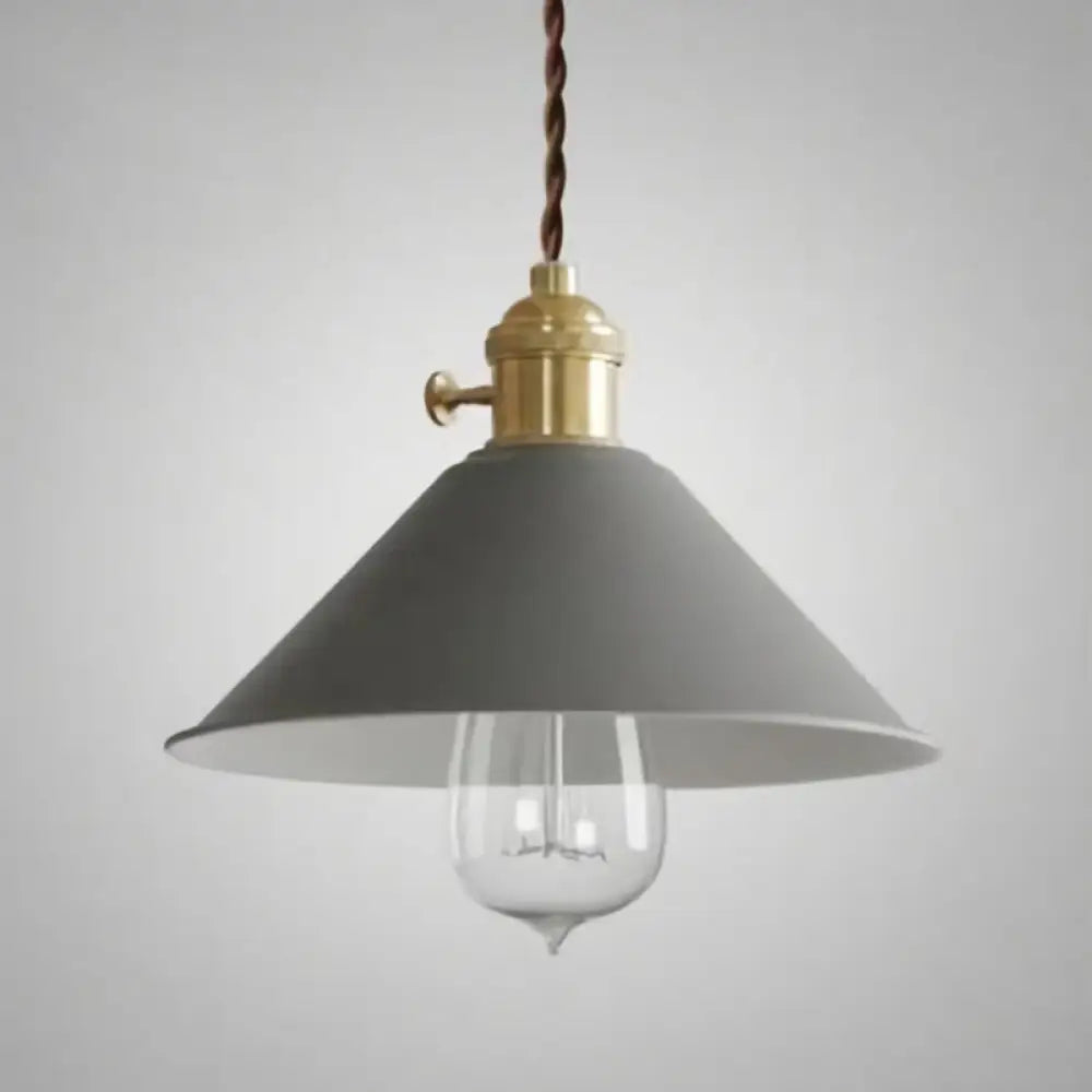 Vintage Metallic Hanging Lamp With Conical Shade - Ideal For Restaurants Single-Bulb Pendant