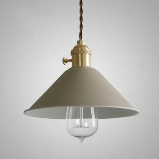 Vintage Metallic Hanging Lamp With Conical Shade - Ideal For Restaurants Single-Bulb Pendant