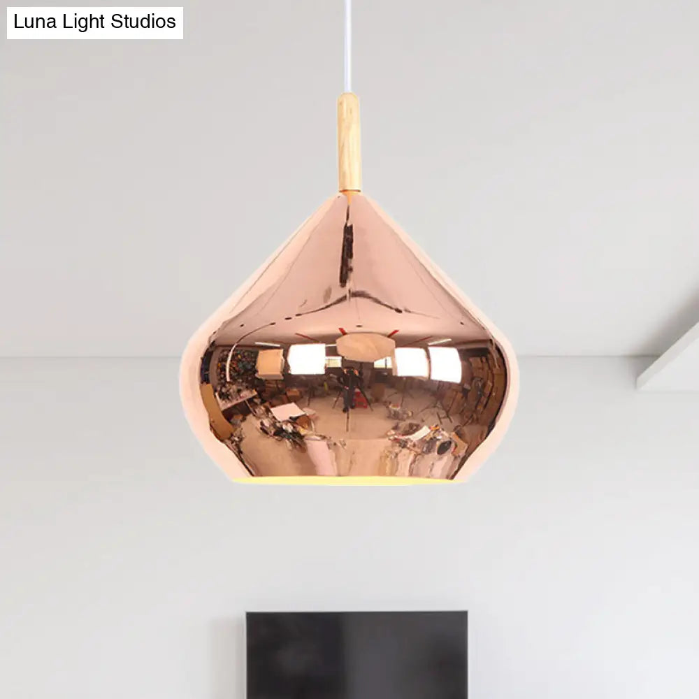 Vintage Wood Mirror Ball Pendant Light - Metallic Ceiling Hanging Lamp