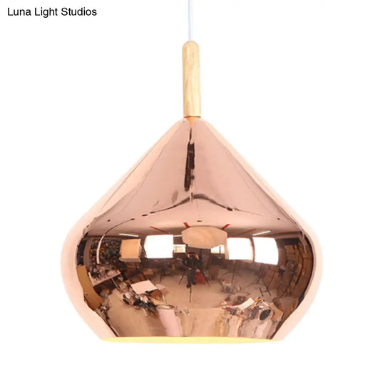 Vintage Wood Mirror Ball Pendant Light - Metallic Ceiling Hanging Lamp