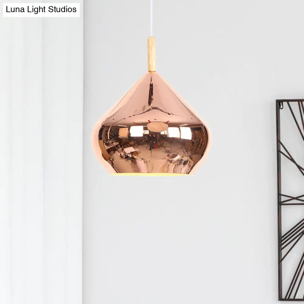 Vintage Metallic Wood Hanging Pendant Light With Mirror Ball