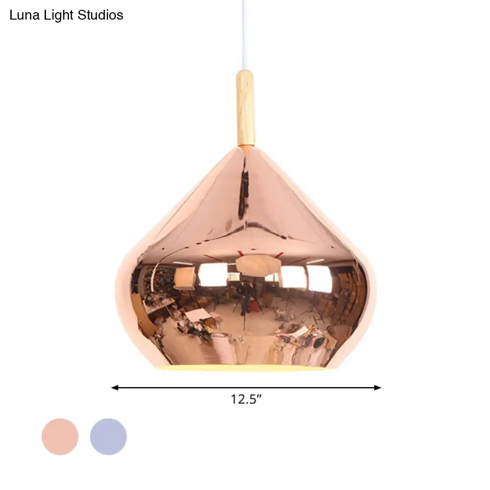 Vintage Wood Mirror Ball Pendant Light - Metallic Ceiling Hanging Lamp